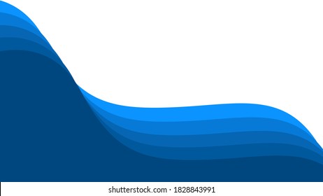 Abstrakte, unten blaue Wellen Hintergrund einzeln auf weißem Hintergrund, Panoramabanner-Hintergrund mit Kopienraum