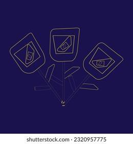 Abstract bouquet of flowers, poster, vector