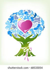 Abstract bouquet with heart