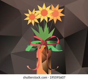 Abstract bouquet in vase - polygon graphics