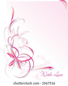 Abstract bow Greeting Card - St Valentines Day. Pink background. With Love.