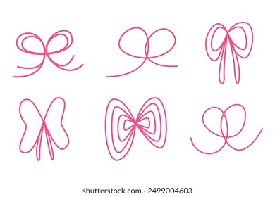 Abstract bow or ribbon hand drawn with line for element and illustration