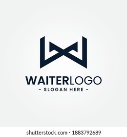 Abstract Bow Tie Logo Design Template. Minimal letter w for waiter logo. Creative tuxedo icon vector illustration.