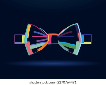 Abstract bow tie from multicolored paints. Colored drawing. Vector illustration of paints