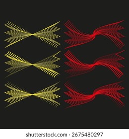 Abstract bow ties. Dynamic line elements. Colorful vector illustration. Geometric shapes collection. EPS 10.