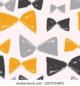 Abstract bow ties ribbon shapes seamless pattern illustration geometric hand drawn