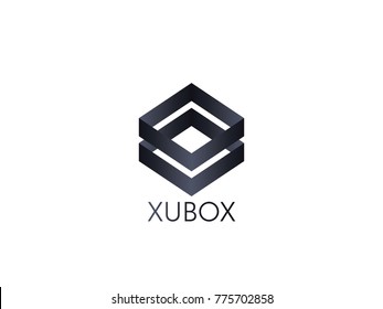 abstract box cube logo icon template. apps and technology thing concept symbol vector illustration