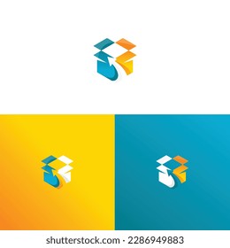 An abstract box for delivery business with an arrow.