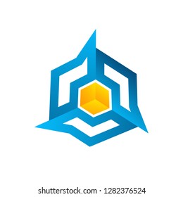 abstract box logo, design for industry and business, modern vector designs with flat color combinations, logotype, vector logo templates