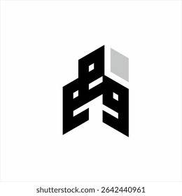 Abstract box logo design with number 9 elements and letter E.