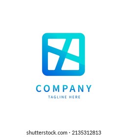 Abstract box logo. box flat design illustration in blue color icon vector