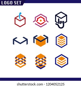 Abstract Box set Logo element. Corporate branding identity design template. Box design collection. Vector illustration