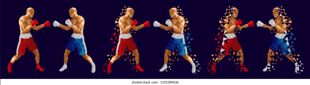 abstract boxers fighting against each other, vector illustration low poly