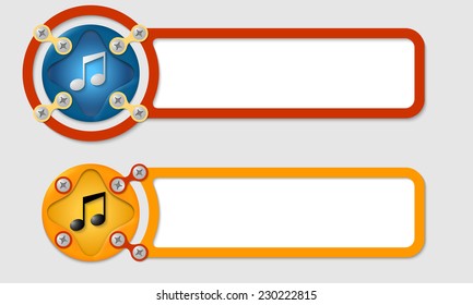 abstract boxes for any text with screws and music symbol