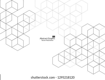 Abstract boxes background. Modern technology with square mesh. Geometric on white background with lines. Cube cell. Vector illustration