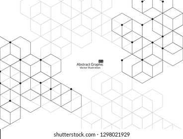 Abstract boxes background. Modern technology with square mesh. Geometric on white background with lines. Cube cell. Vector illustration