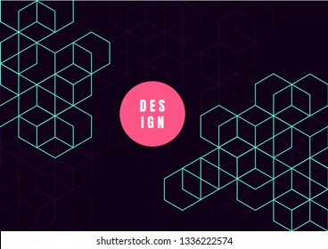 Abstract boxes background. Modern technology with square mesh. Geometric on white background with lines. Cube cell. Vector illustration