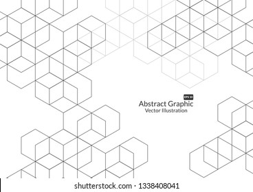 Abstract boxes background. Modern technology with square mesh. Geometric on white background with lines. Cube cell. Vector illustration