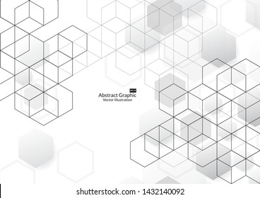 Abstract boxes background. Modern technology with square mesh. Geometric on white background with lines. Cube cell. Vector illustration