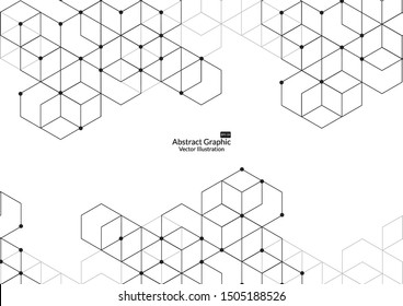 Abstract boxes background. Modern technology with square mesh. Geometric on white background with lines. Cube cell. Vector illustration