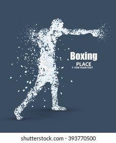 Abstract boxing from dot, particle divergent composition, vector illustration