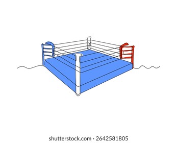Abstract boxing ring, continuous single one line art hand drawing sketch, logo