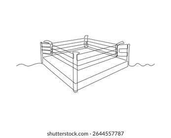 Abstract boxing ring, continuous single one line art hand drawing sketch, logo