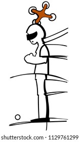 Abstract boy silhouette. Outline man in motorbike helmet. Print for textile shirt
