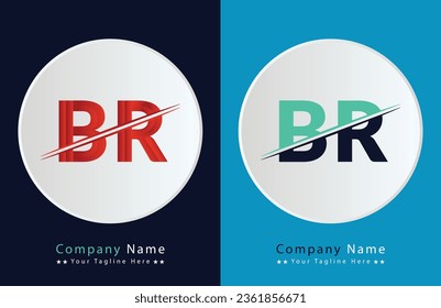 Abstract BR letter logo design template. Vector Logo Illustration.
