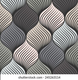 Abstract braid seamless pattern in grey tones