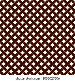 Abstract braiding background. Seamless surface pattern with repeated diagonal weave rectangular tiles. Wicker wallpaper. Classic geometric ornament. Modern checkered digital paper. Vector art