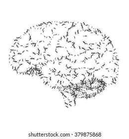 Abstract brain with ants instead of convolutions.  For printing on T - shirt