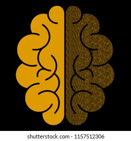 Abstract brain with binary computer code. Vector illustration.