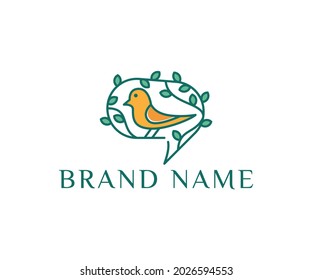 abstract brain and bird logo template, wellness logo design