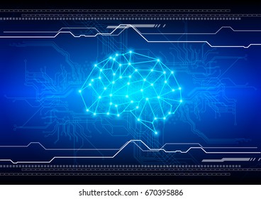 abstract brain with circuit technology background. illustration vector design
