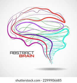 Abstract brain with colorful lines. Vector illustration