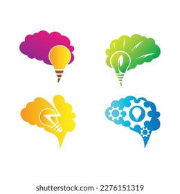 Abstract brain concept design in a set