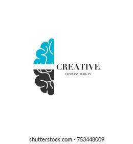 Abstract brain, creative mind logo vector design template