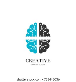 Abstract brain, creative mind logo vector design template