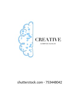 Abstract brain, creative mind logo vector design template