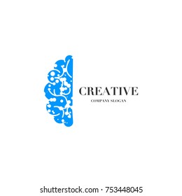 Abstract brain, creative mind logo vector design template