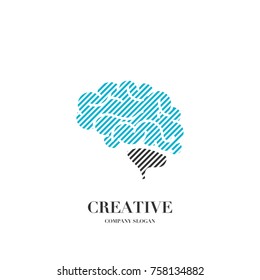 Abstract brain, creative mind logo vector design template