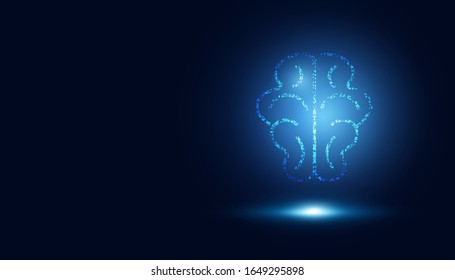 Abstract brain digital concept Artificial intelligence future technology on blue background.