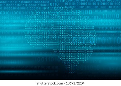 Abstract brain digital on Circular Technology blue background. Wire frame 3D mesh network line, design sphere, High speed and structure. Vector illustration eps 10.