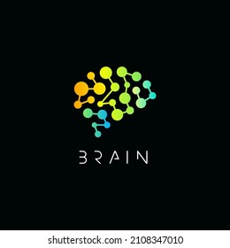 Abstract Brain Dotted logo teplate, logotype for science, medicine, education, technology, business. Vector symbol
