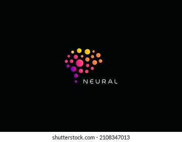 Abstract Brain Dotted logo teplate, logotype for science, medicine, education, technology, business. Vector symbol