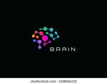 Abstract Brain Dotted logo teplate, logotype for science, medicine, education, technology, business. Vector symbol