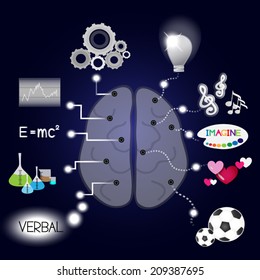 Abstract of brain function idea, vector illustration.