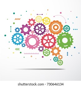 Abstract brain gear colorful. Vector illustration