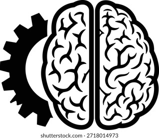 Símbolo de combinación de cerebro y engranaje Abstractas. Representa idea, pensamiento, inteligencia, tecnología inteligente, concepto y mecanismo. Aislado sobre fondo transparente.